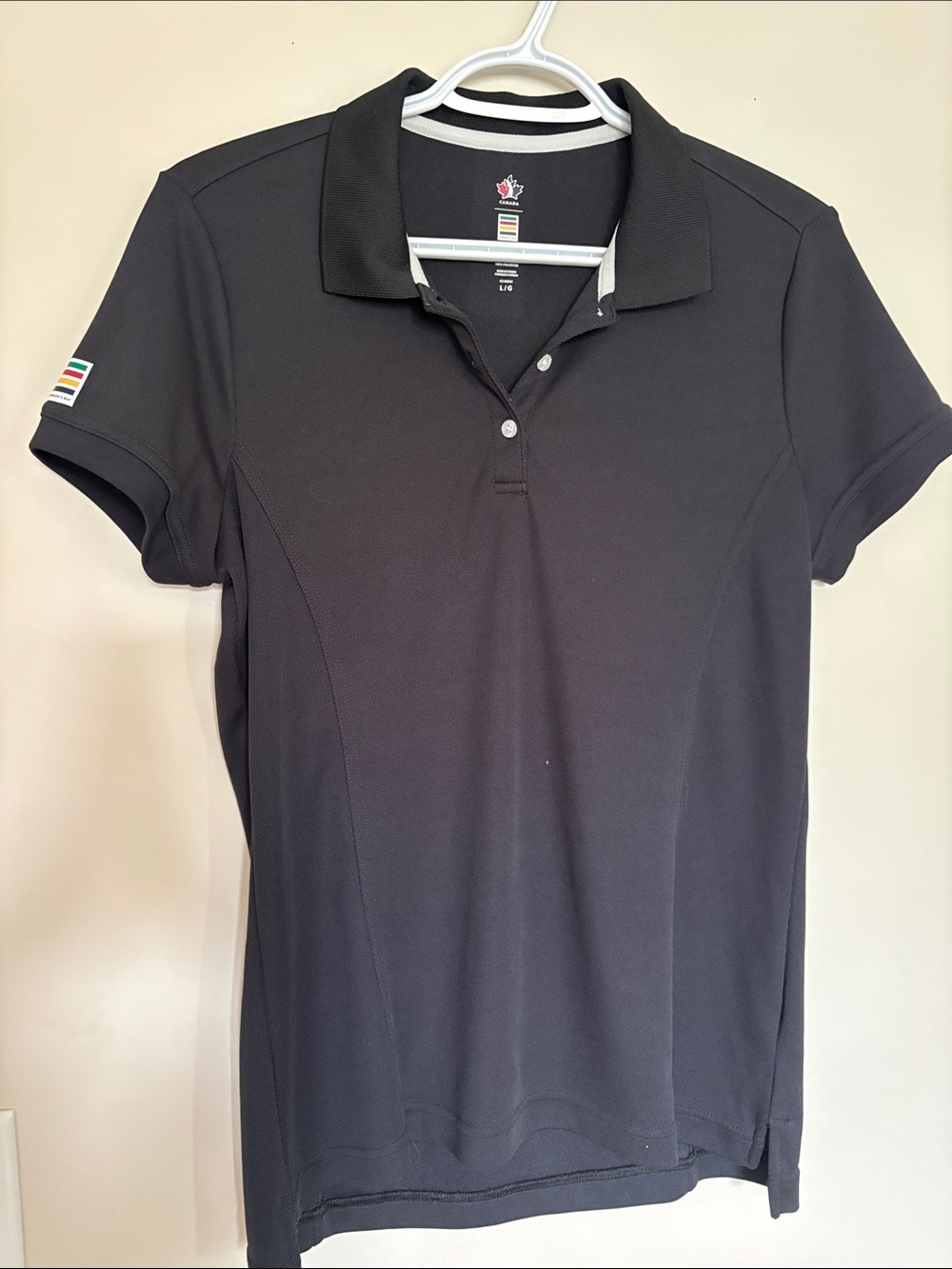Hudson's Bay Black Crewneck with Signature Multi-Stripe Patch